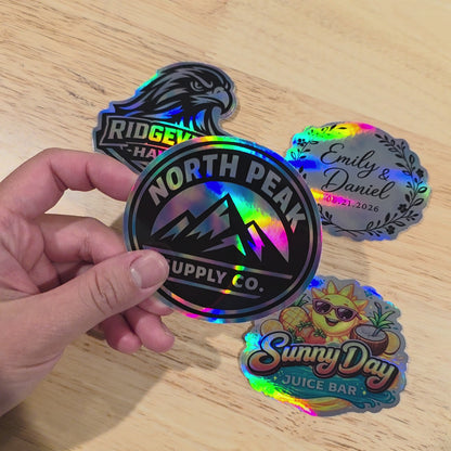 your custom design die cut stickers with holographic effect