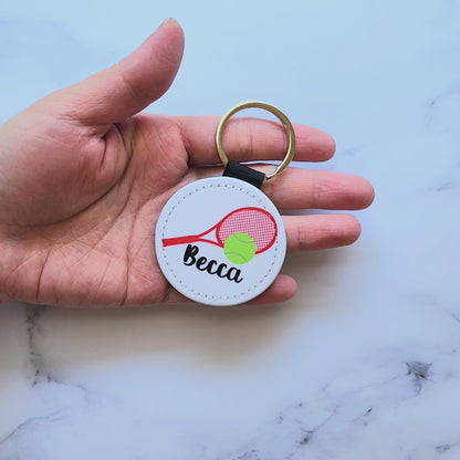 Personalized Tennis Keychain – Custom Name Racket Bag Tag