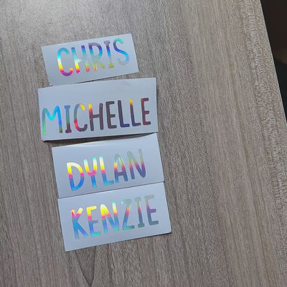 Holographic Name Decal: Custom Silver Text Sticker