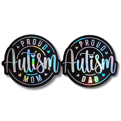 Proud Autism Mom / Proud Autism Dad Holographic Sticker - KWL Creations