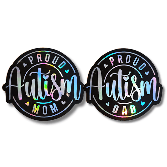 Proud Autism Mom / Proud Autism Dad Holographic Sticker - KWL Creations