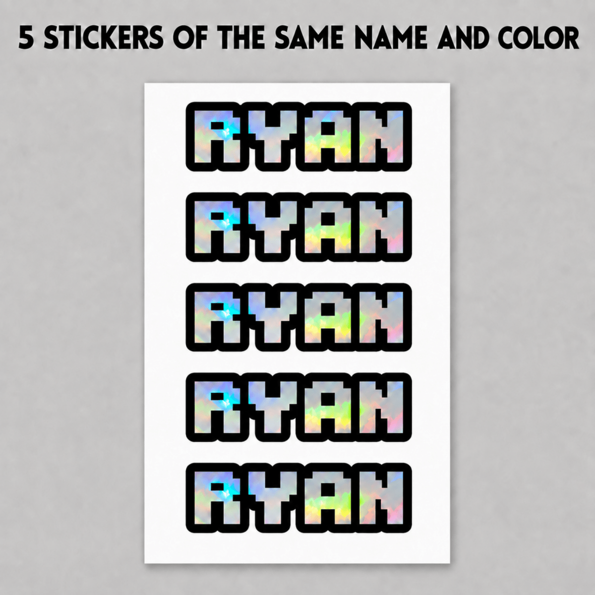 Set of 5 Custom Retro Pixel Game Font Name Stickers - KWL Creations