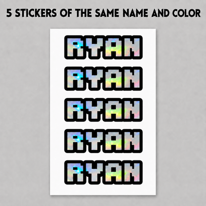 Set of 5 Custom Retro Pixel Game Font Name Stickers - KWL Creations