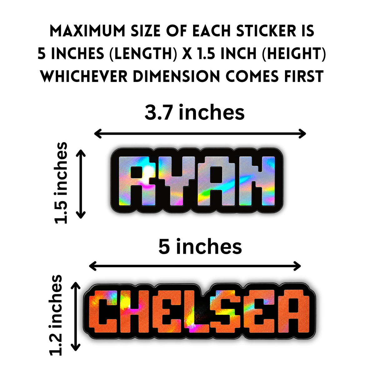 Set of 5 Custom Retro Pixel Game Font Name Stickers - KWL Creations