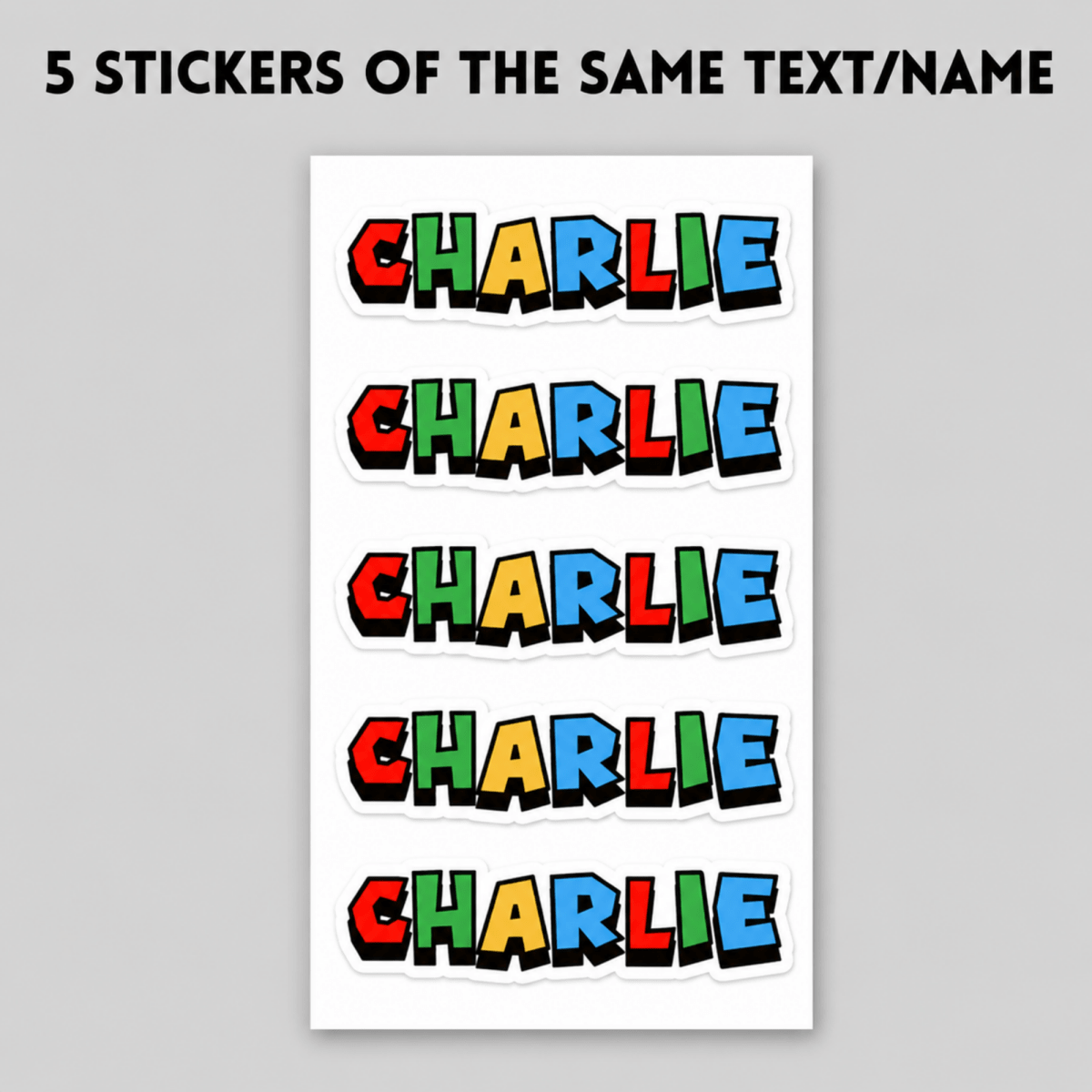Set of 5 Gaming Font Personalized Name Stickers - KWL Creations
