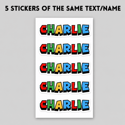 Set of 5 Gaming Font Personalized Name Stickers - KWL Creations