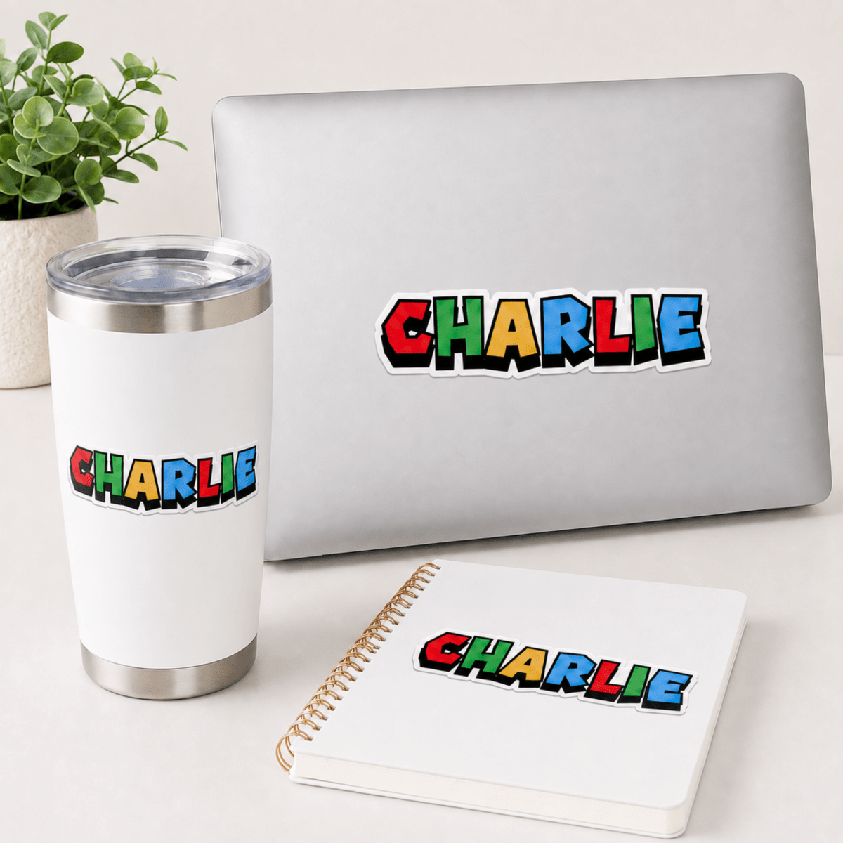 Set of 5 Gaming Font Personalized Name Stickers - KWL Creations
