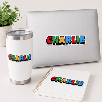 Set of 5 Gaming Font Personalized Name Stickers - KWL Creations