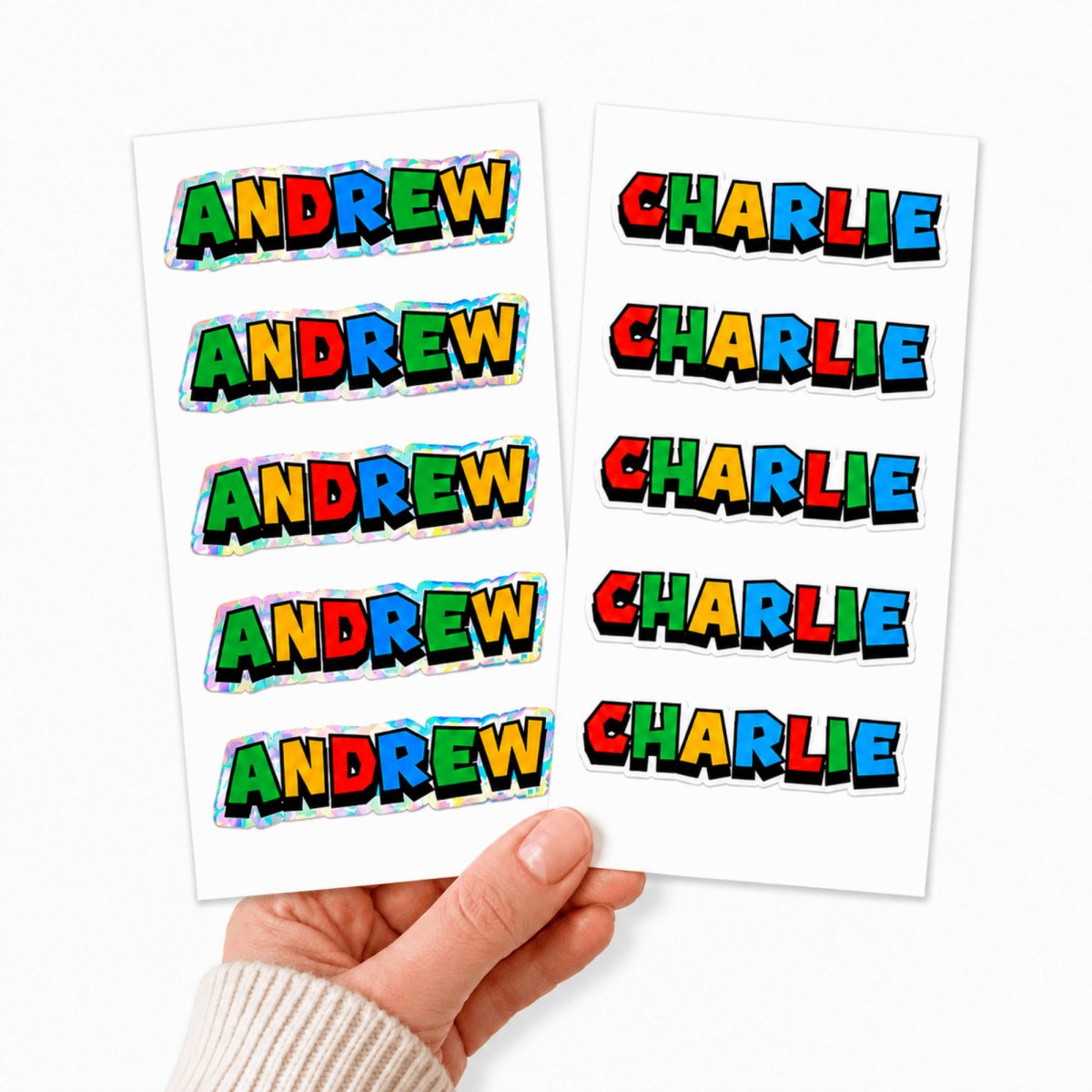 Set of 5 Gaming Font Personalized Name Stickers - KWL Creations