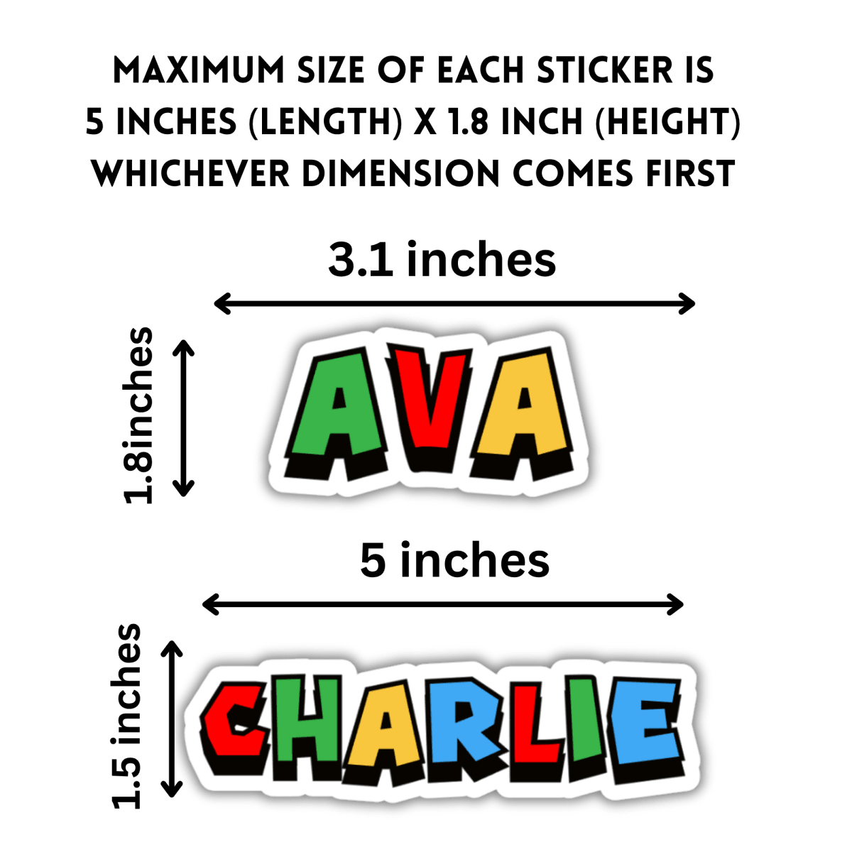 Set of 5 Gaming Font Personalized Name Stickers - KWL Creations