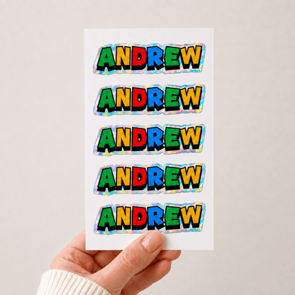 Set of 5 Gaming Font Personalized Name Stickers - KWL Creations