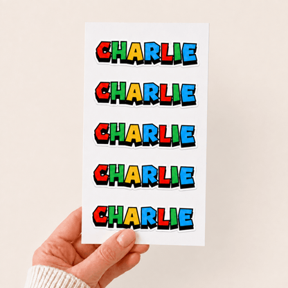 Set of 5 Gaming Font Personalized Name Stickers - KWL Creations