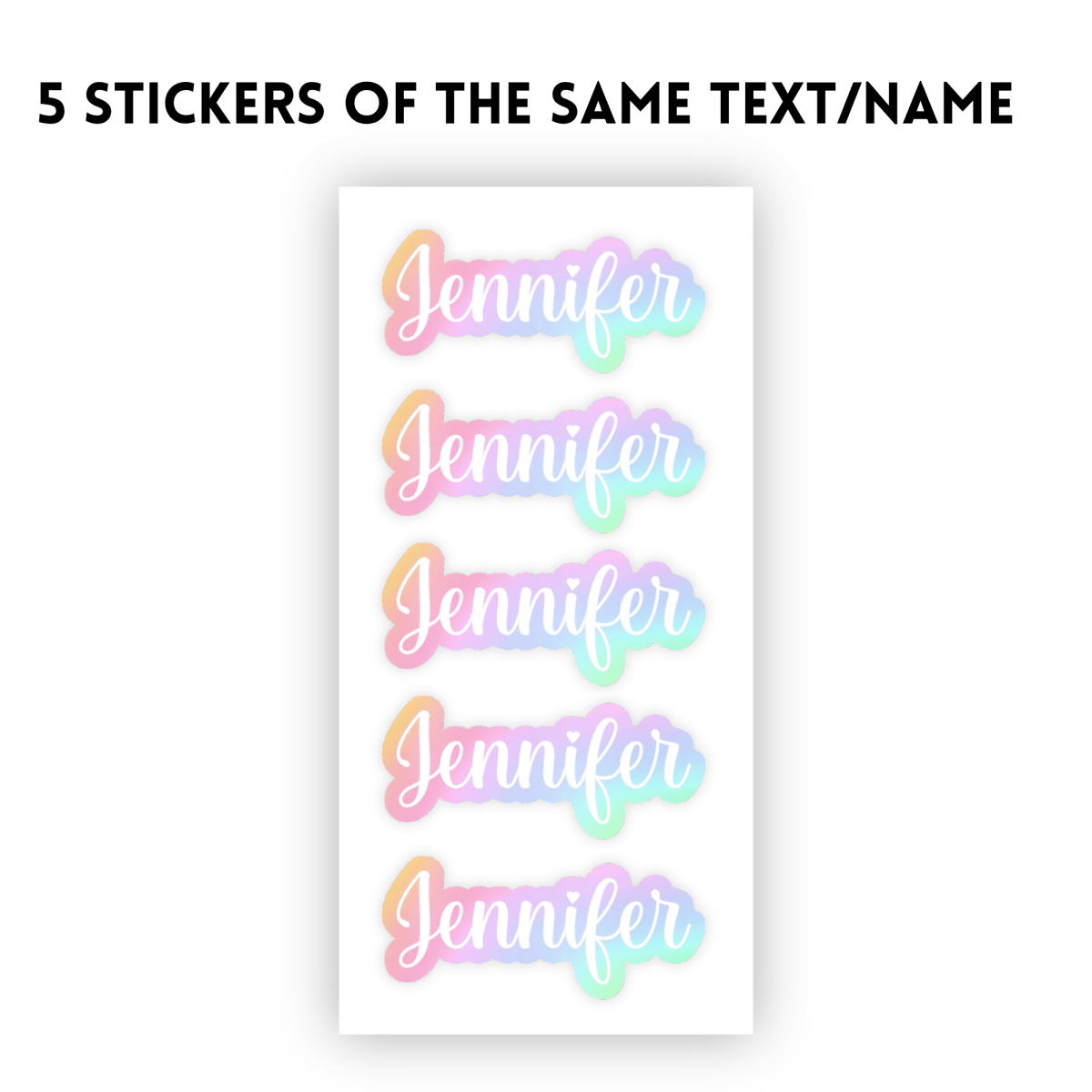 Set of 5 Pastel Rainbow Personalized Name Stickers - KWL Creations