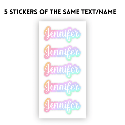 Set of 5 Pastel Rainbow Personalized Name Stickers - KWL Creations