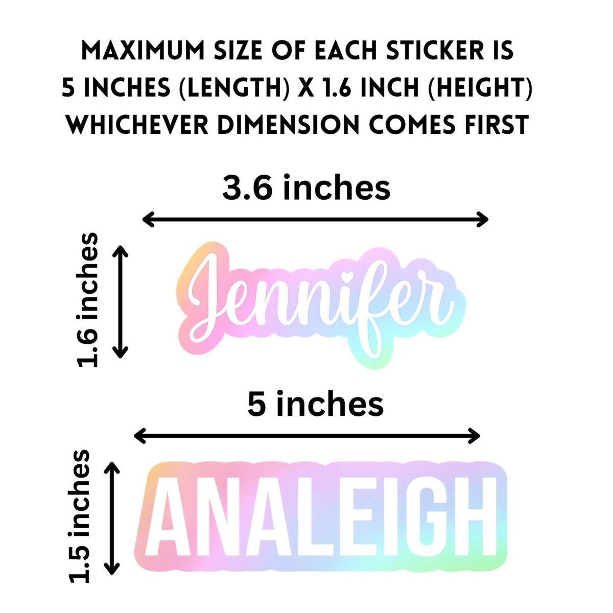 Set of 5 Pastel Rainbow Personalized Name Stickers - KWL Creations
