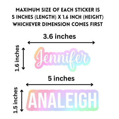 Set of 5 Pastel Rainbow Personalized Name Stickers - KWL Creations