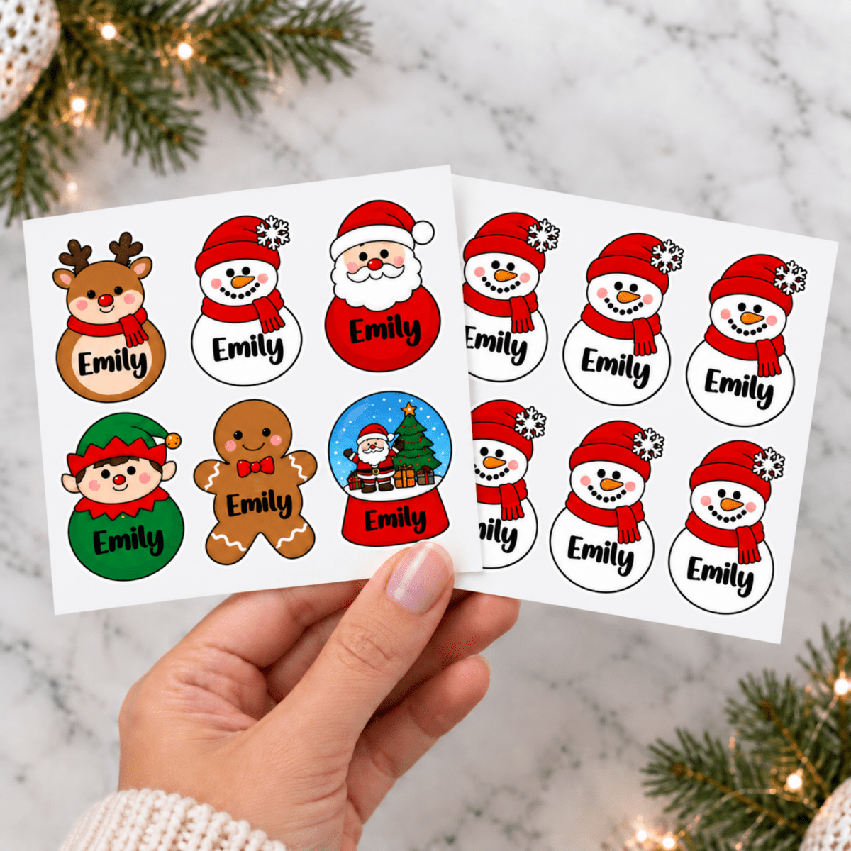 Set of 6 Personalized Christmas Name Stickers - KWL Creations