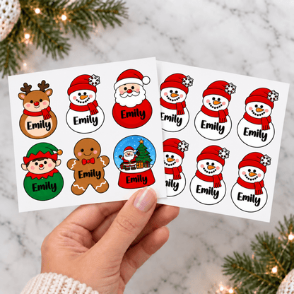 Set of 6 Personalized Christmas Name Stickers - KWL Creations
