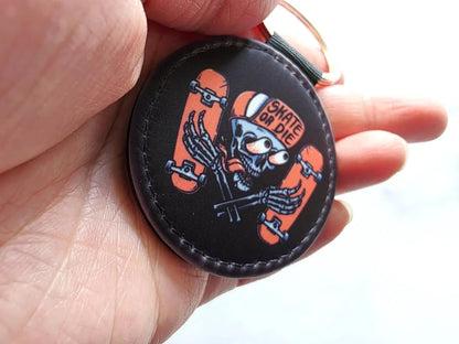 Skate or Die Skull Keychain – Retro Skateboard Graphic - KWL Creations