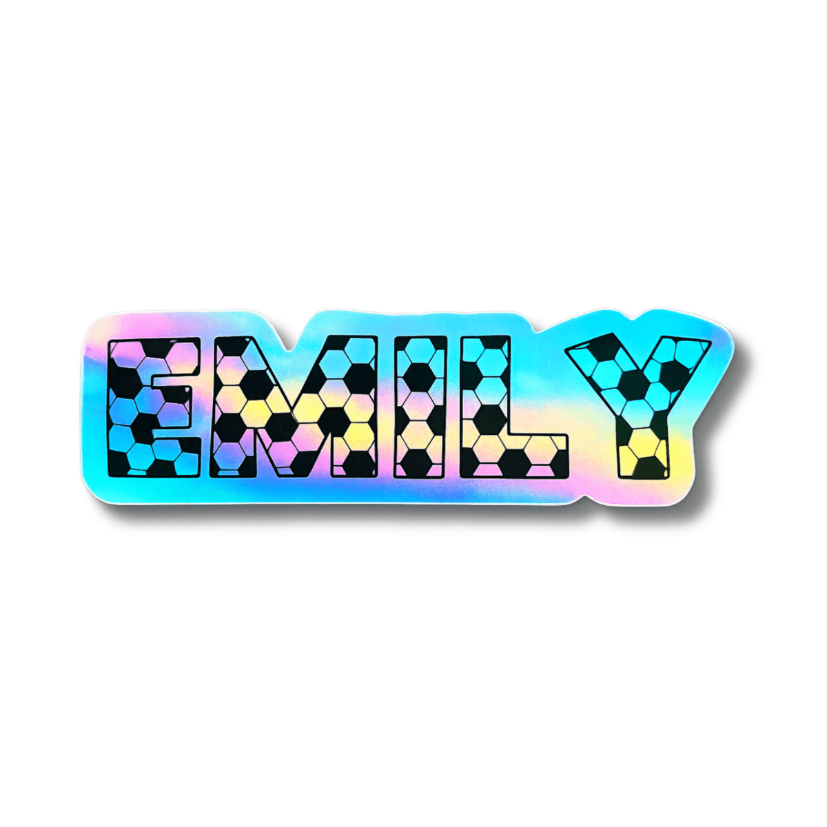 Soccer Block Letters Holographic Custom Name Sticker - KWL Creations