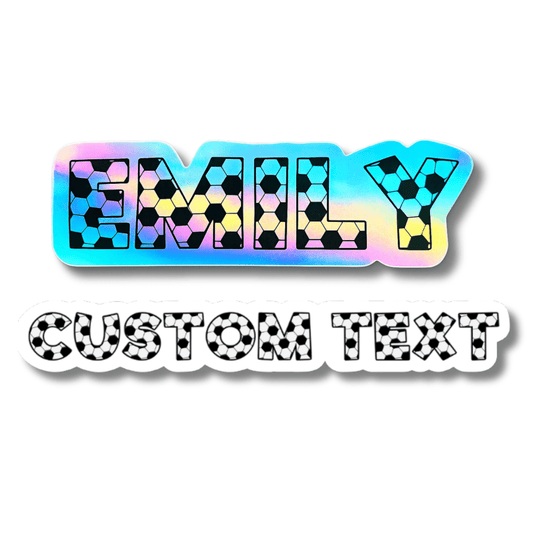 Soccer Block Letters Holographic Custom Name Sticker - KWL Creations