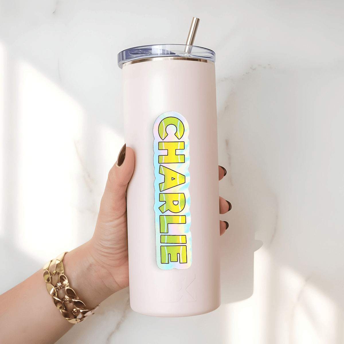 Tennis Block Letters Holographic Custom Name Sticker - KWL Creations