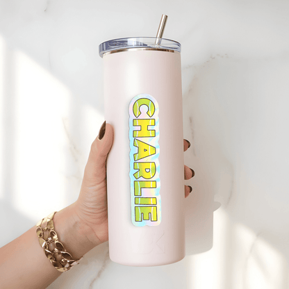 Tennis Block Letters Holographic Custom Name Sticker - KWL Creations