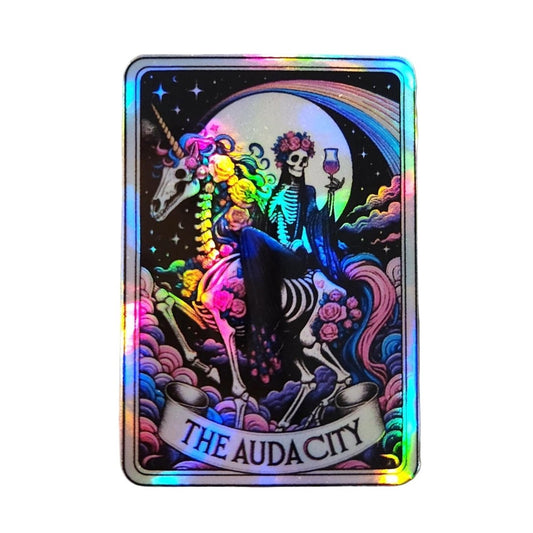 The Audacity Tarot Card: Holographic Skeleton Sticker - KWL Creations