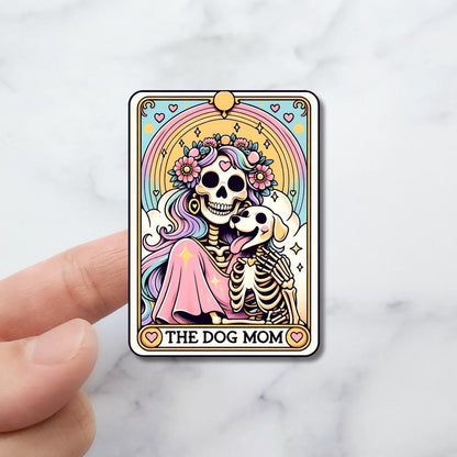 The Dog Mom Holographic Tarot Sticker – Skeleton & Puppy Rainbow Gothic Sticker - KWL Creations