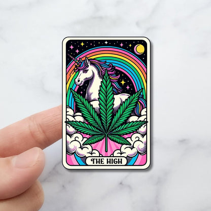 The High Holographic Tarot Sticker – Weed Leaf Unicorn Sticker - KWL Creations